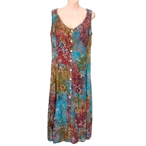 🔵BOGO FREE🔵 Norm Thompson Sleeveless Boho Rayon Maxi Dress Sz M